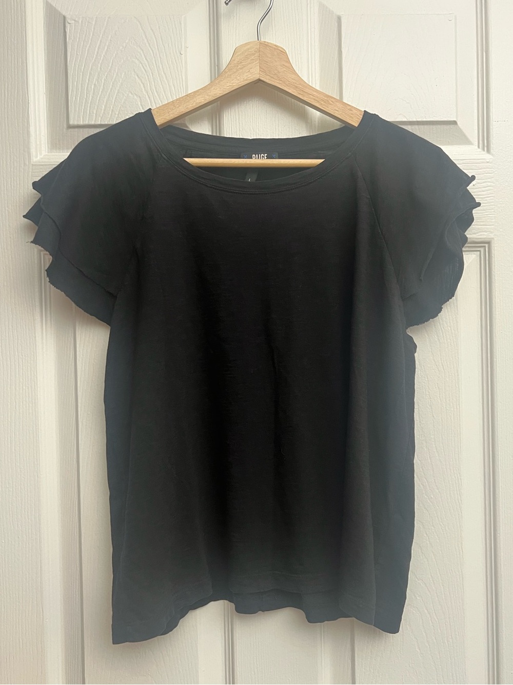 Paige Black Ruffle Flutter Sleeve Women’s Top